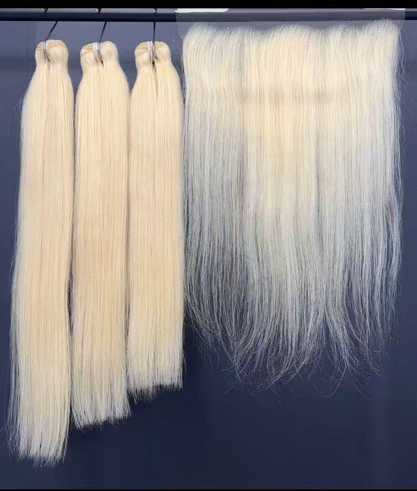 Burmese Raw Blonde Bundle Deals + 13x4 HD Lace Frontal 613